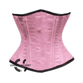 Baby Pink Satin Double Bone Front Close Gothic Underbust Bustier Corset
